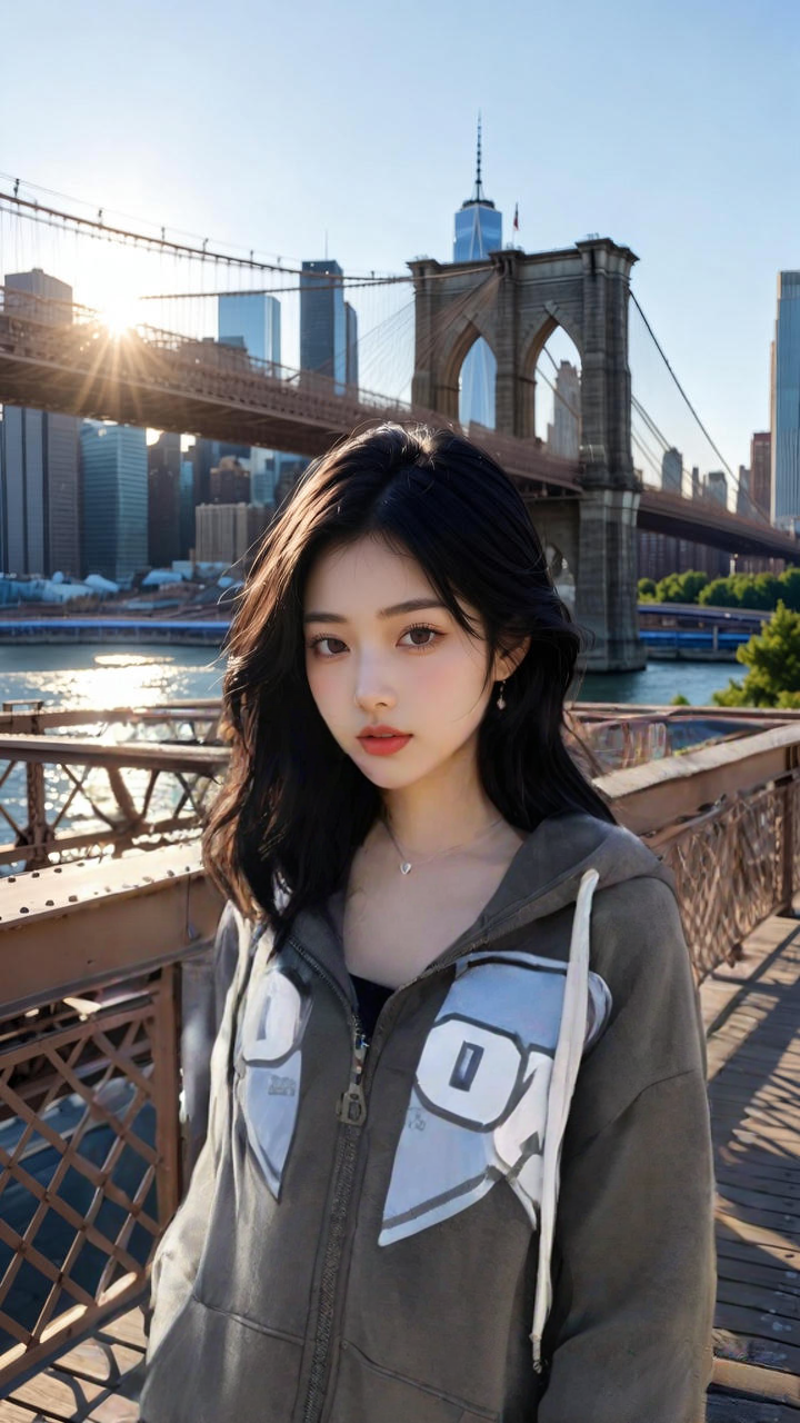 淺藍色拉鍊連帽衫